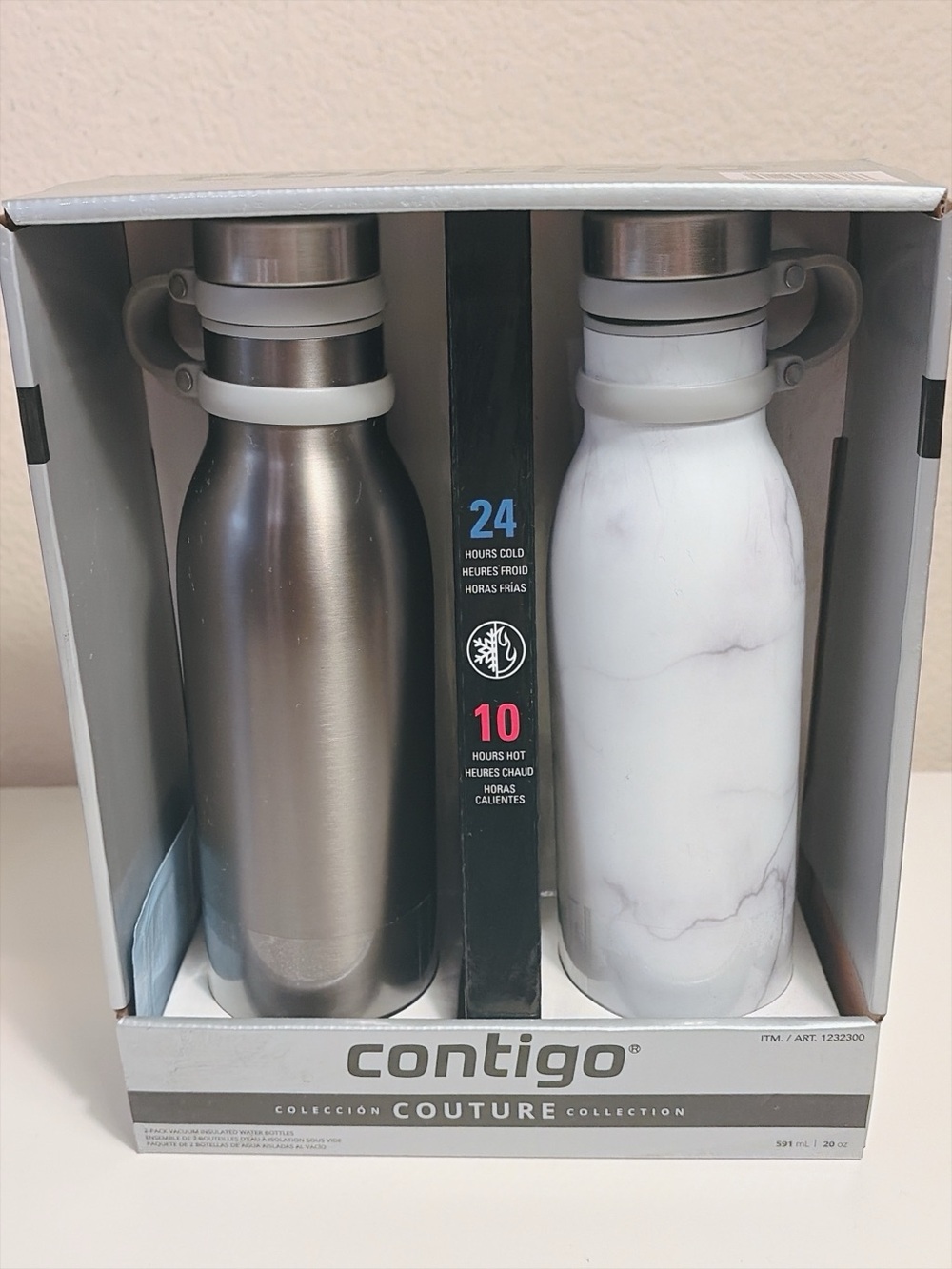 New Contigo Couture 20 oz Vacuum Insulated Stainless Steel Water Bottles 2-Pack